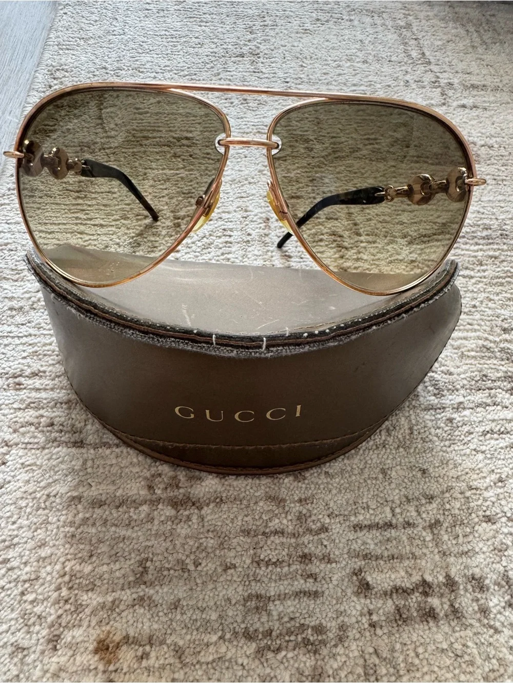 Gucci Marina Chain Aviator Sunglasses GG 4225/S Gold Black